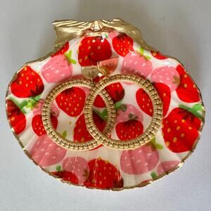 Bright Strawberry Seashell Trinket Jewelry Dish